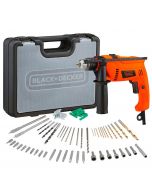 Black And Decker | Taladro Percutor | 650W | 13Mm | Hammer Drill Kit | Color Naranja