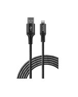 Isound Cable 10 Pie Ligtning Durapower Trenzado Reenforzado Con Kevlar Negro