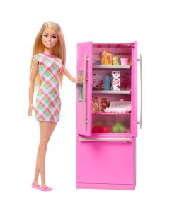 Muñeca Barbie con Refrigerador y Accesorios de Cocina