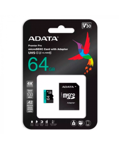 Memoria Micro Sd con Adaptador Sd | 64gb | Uhs-I U3 | V30s | A2 | 100/80 Mb/S