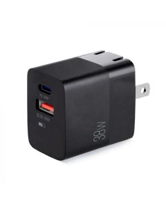 Cargador de Pared  Dual 38w | Tipo C - Tipo USB | Con enchufe Plegable 