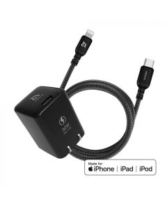 Adam Elements Kit de Carga Rápida | Omnia X3 Usb-C a Lightning 30w | Negro