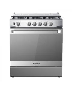Nisato Estufa de Piso a Gas 30" | 5 Quemadores Twist | Tecnología Air Fryer | Tapa de Vidrio | Bandeja y Rostizador | Gris