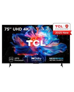 TCL Televisor 75" V6c Direct Led | Aipq Processador | Dolby Vision- Atmos | 60hz | Google Tv | Hdr | 3 Años de Garantía