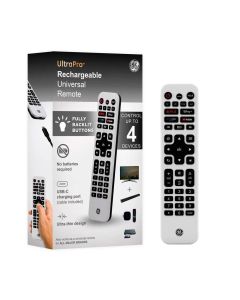 Jasco Control Remoto Universal Ge | Retroiluminado | Recargable | para 4 Dispositivos | Blanco
