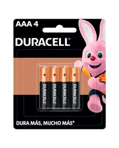 Duracell Baterías de Alcalina AAA | Paquete de 4 Unidades