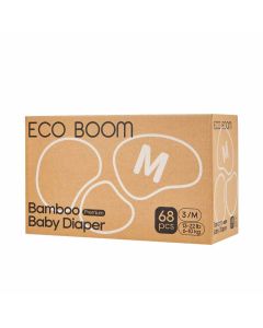 Eco Boom Premium Pañales de Bambú Natural - Medium (13-22lbs/6-10kg) 68 unidades