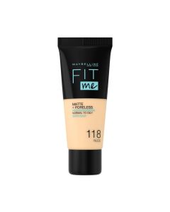Maybelline 118 Light Beige Base de Rostro Fit Me Matte & Poreless Super Stay Foundation